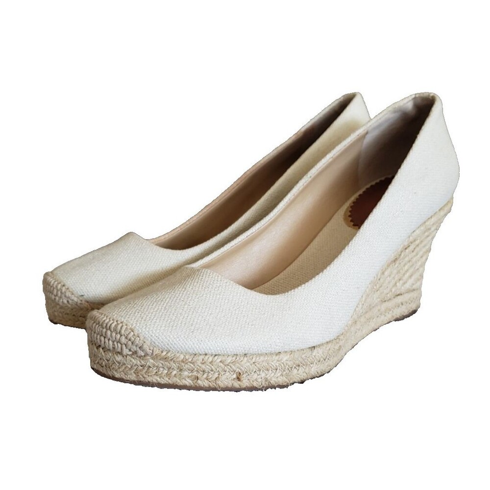 J. Crew Women's Seville Beige Tan Espadrille Wedge Heel Canvas Slip On Size 10